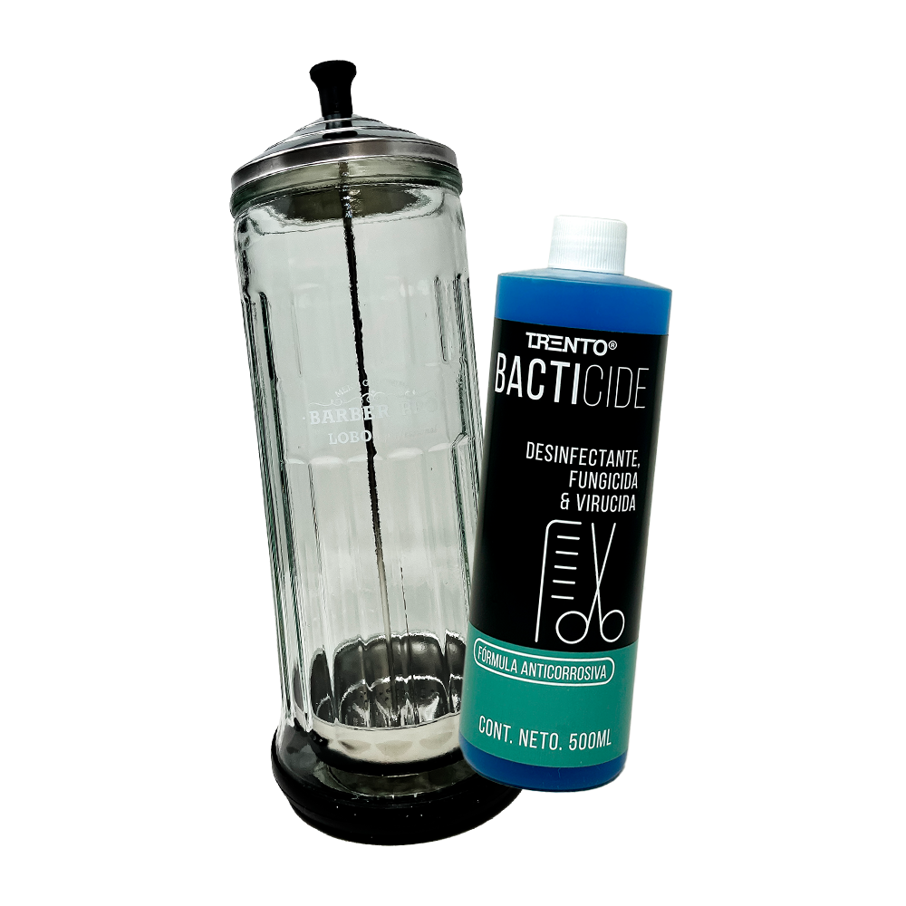 Vaso Desinfectante Lobo Barber Pro 1765-00 + Desinfectante Bacticide 500ml