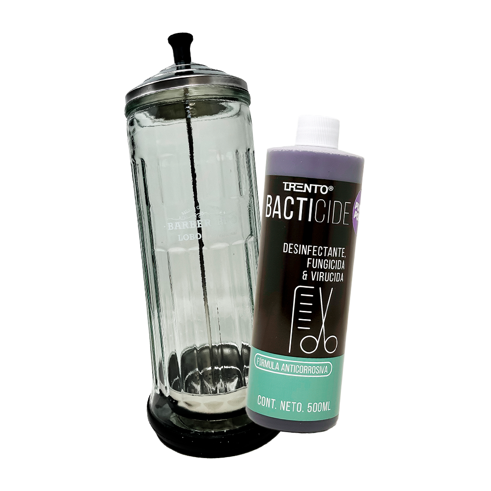 Vaso Desinfectante Lobo Barber Pro 1765-00 + Desinfectante Bacticide PURPLE POWER 500ml