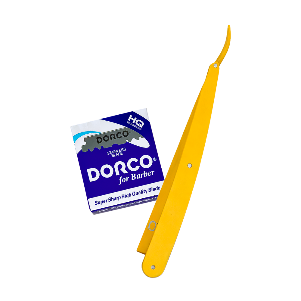 Portanavajas Level3 Amarillo Emp 12 + Navaja Dorco MITADES Azul Jabonera 100pza